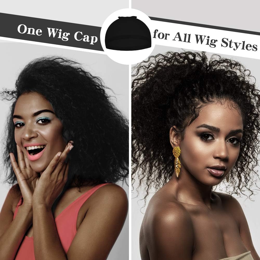 Bonnets de perruque femme – nylon, noir, 12 pièces, confort optimal