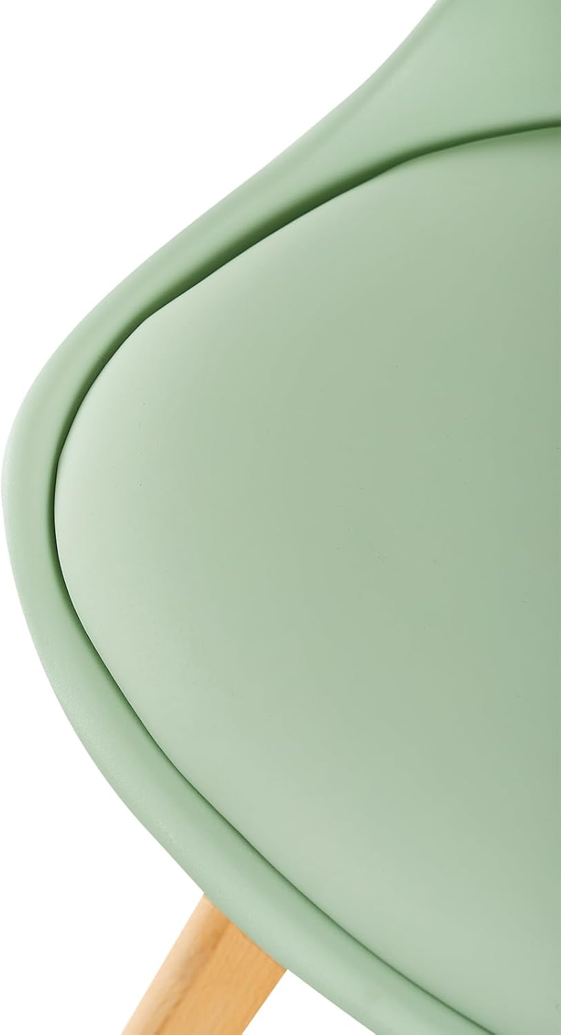 EGGREE - chaises lot de 2 - bois hêtre massif - rembourrées vert rétro