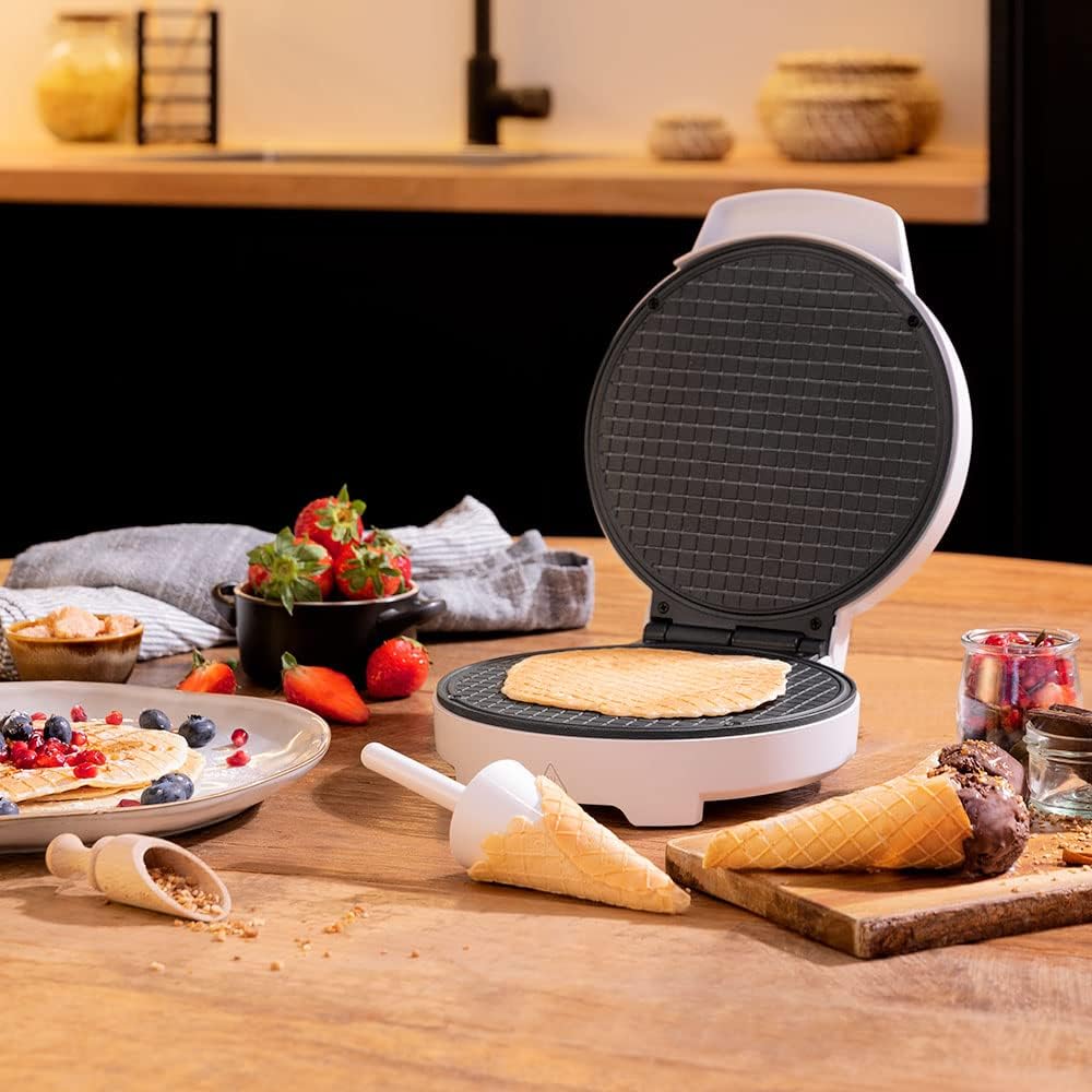 Cecotec - Fun Gofrestone Rolls - compact - inox et 1000W, pour cornets et cigarettes russes